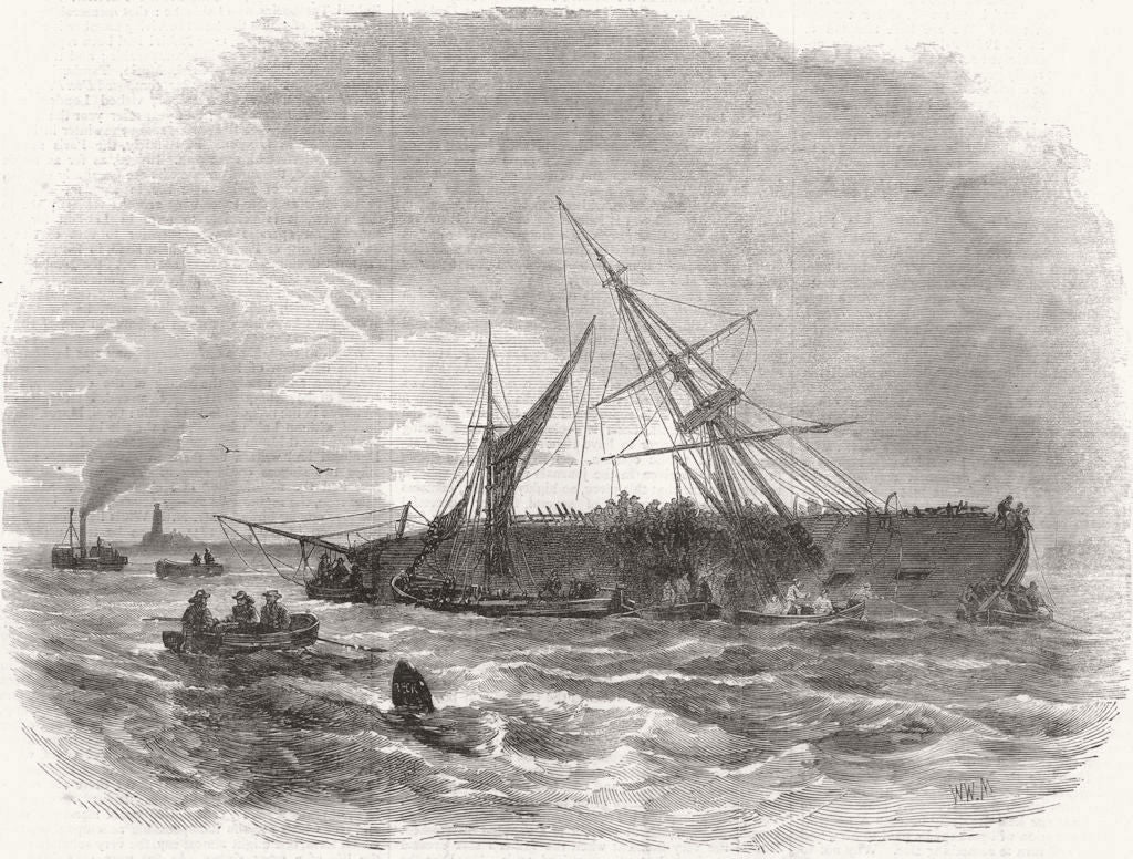 SHIPS. Wreck of the Spindrift 1869 old antique vintage print picture